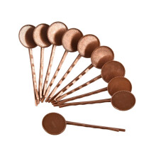 10 Pieces Hair Slide with 18mm Cabochon Bezel Setting Tray Copper