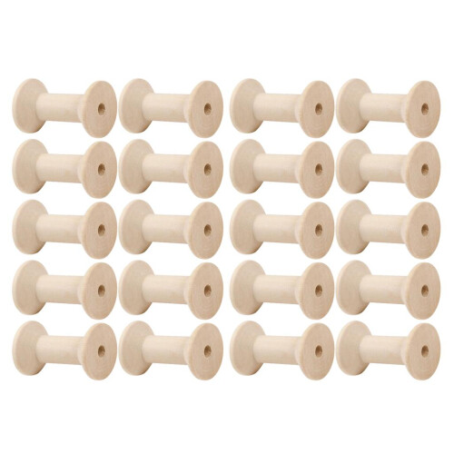 20pcs Wooden Bobbins Thread Spools Cross Stitch Sewing Floss Storage 4