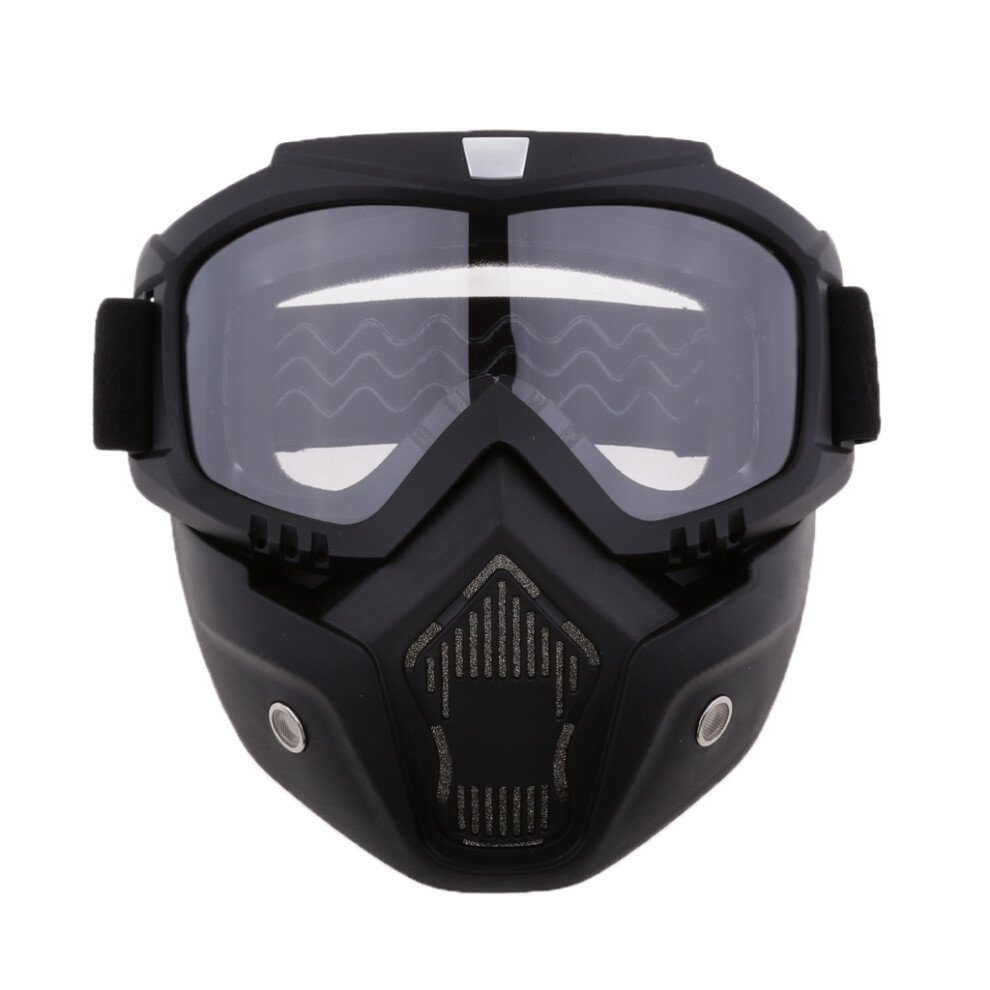 Motorcycle Riding Helmet Windproof Face Mask Detachable Goggles Clear 6902696635754