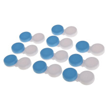 10 Pieces Mini Contact Lens Box Travel Soaking Case Blue,Non-Transpare