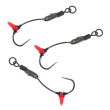Ready Tied Chod Rigs Barbed Carp Fishing Hair Rigs with Swivels Ring H