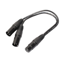 3 Pin XLR Audio Cable Female to 2 Male Y Splitter Adapter 1ft black