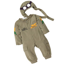 Cute Infant Toddler Baby Boys Pilot Jumpsuits Costume Long Sleeve Gree