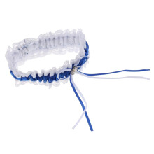Satin Lace Wedding Bridal Garter with Ribbon Bow Party Accessories Blu