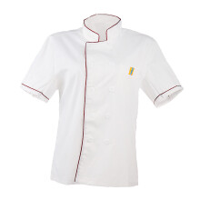 Men Women Single Breasted Cook Short Sleeve Coat M Red