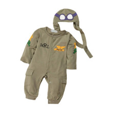 Cute Infant Toddler Baby Boys Pilot Jumpsuits Costume Long Sleeve Gree