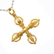 Charm Stainless Steel Cross Vajra Pestle Pendant Talisman Necklace Go
