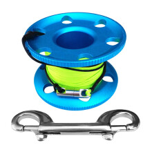 Scuba Diving Aluminum Alloy Finger Spool Reel with 30m Line Bolt Snap