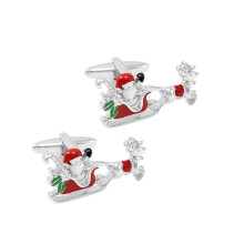 Women Men's Cute Cartoon Christmas Santa Claus Shirt Cufflink  Elk