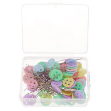 100 Pieces Buttons Head Pins Patchwork Pins Quilting Sewing Pins for C