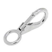 304 Stainless Steel Rigid Fixed Eye Boat Spring Snap Hook Silver 2.5#
