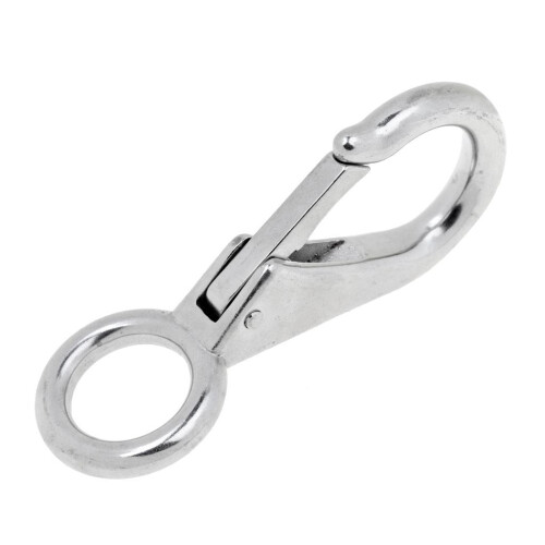 304 Stainless Steel Rigid Fixed Eye Boat Spring Snap Hook Silver 2.5#