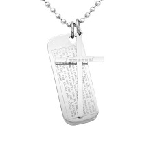 Classic Stainless Steel Bible Cross Rectangle Immanuel Pendant Necklac