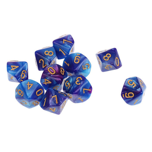 10pcs 10 Sided Dice D10 Polyhedral Dice for Dungeons and Dragons Table