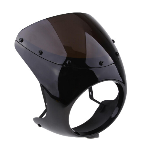 7" Motorcycle Universal Retro Headlight Fairing Wind Screen Black