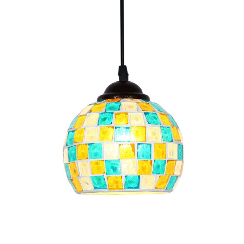 Vintage Hanging Light Mosaic Design Pendant Ceiling Lampshade Stained 2