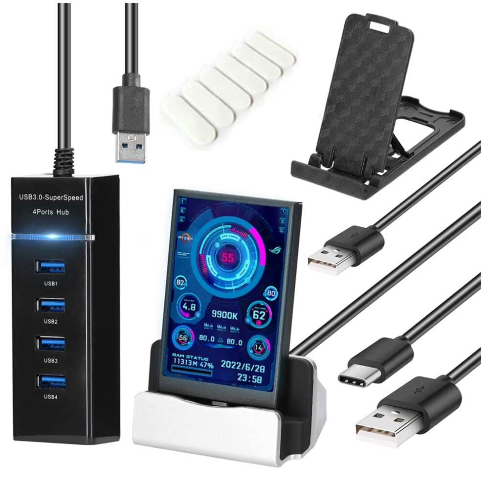 3.5 Inch Usb Chassis Sub-Screen Computer Cpu Gpu Ram Hdd Monitor For Freely Aida64 Black 4713908050492