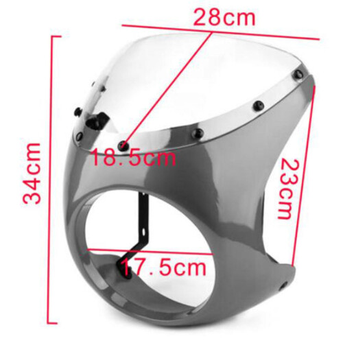 7" Motorcycle Universal Retro Headlight Fairing Wind Screen Black 1
