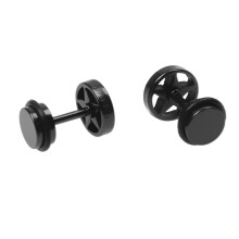 Men's 316L Stainless Steel Round Stars Pentagram Ear Studs Earrings Je