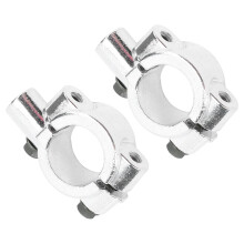 2 Pcs Motorcycle Handlebar Mirror Mounts 22mm Thread Clamp Silver M10