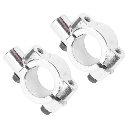 2 Pcs Motorcycle Handlebar Mirror Mounts 22mm Thread Clamp Silver M10