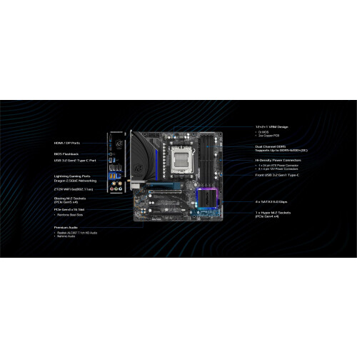 Asrock B650M PG Riptide WiFi AMD Socket AM5 Ryzen 7000 Series Processors Motherboard 2