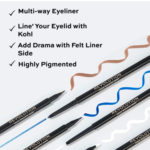 Makeup Revolution, Revolution Felt & Kohl Eyeliner, Brown 1