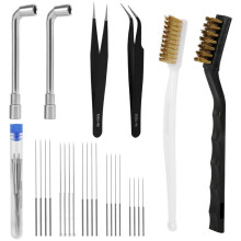 Kit de Limpeza de Bico de Impressora 3D, 20 Pinos/Agulhas de Limpeza de Bico, 2 Escovas de Arame, 2 Chaves em Formato de L, 2 Pinças