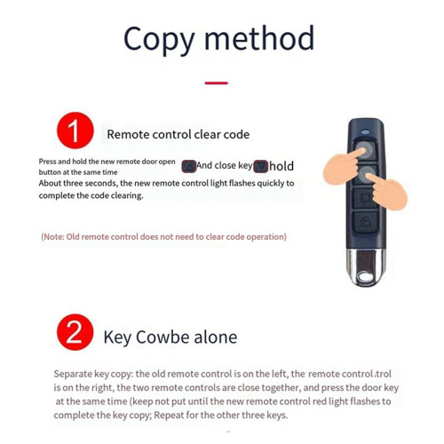 4 Pcs 433Mhz Copy Remote Control Car Key Garage Door Opener Copy Remote Control 4key Wireless Controller Receiver 2