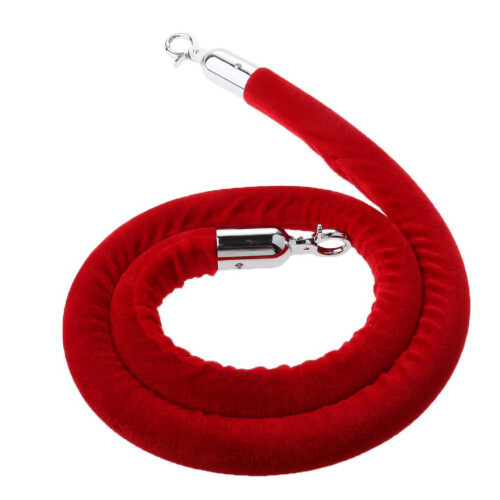 1.5m Velvet Rope Crowd Control Stanchion Post Queue Line Barrier Red 1