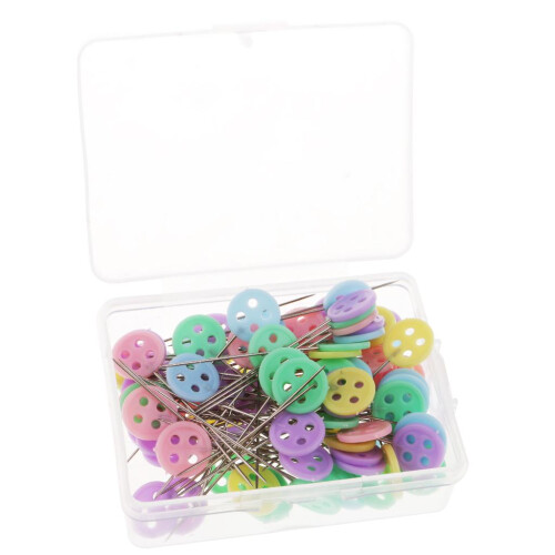 100 Pieces Buttons Head Pins Patchwork Pins Quilting Sewing Pins for C 1