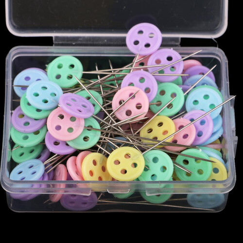 100 Pieces Buttons Head Pins Patchwork Pins Quilting Sewing Pins for C 2