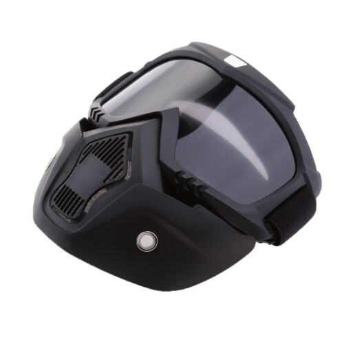 Motorcycle Riding Helmet Windproof Face Mask Detachable Goggles Smoke 2