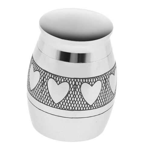 Heart Pattern Stainless Steel Cremation Urn Ash Memorial Container Siz 2