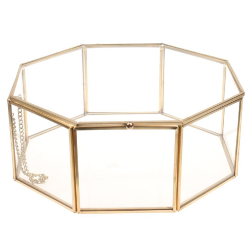 Clear Glass Geometric Terrarium Succulent Plants Container 15.5x15.5x7 1
