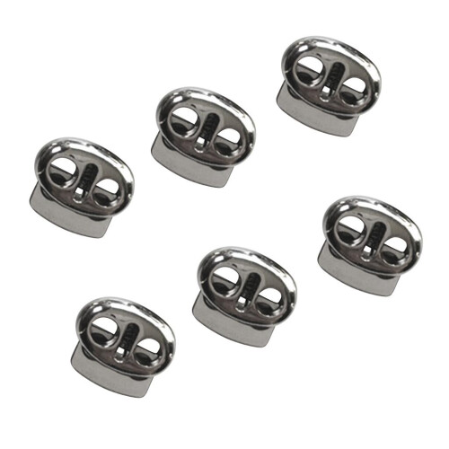 6 Pieces Metal Oval Bean String Cord Locks 2 Hole Toggle Spring Clasp 1