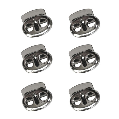 6 Pieces Metal Oval Bean String Cord Locks 2 Hole Toggle Spring Clasp 2