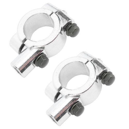 2 Pcs Motorcycle Handlebar Mirror Mounts 22mm Thread Clamp Silver M10 2