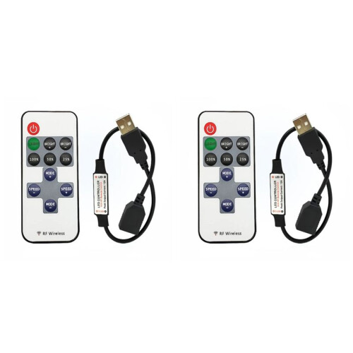 2X 11 Keys LED Strip Controller  Dimmer RF Remote 5V USB Interface Controller for 5050/2835 Single Color LED Strip