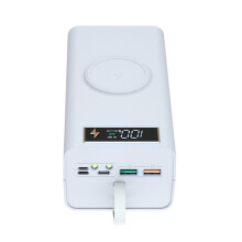 15W Wireless Fast Charge 21x18650 Powerbank Case PD QC for Phones Charging Push-Pull DIY Mobile Power Bank Shell White