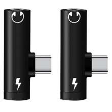 2X 2 In1 Type C Adapter Splitter for  to 3.5mm Audio Headphone Charging Jack Earphone AUX Cable Connector-B