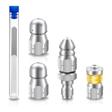 Sewer Jet Nozzle Kit, Stainless Steel Sewer Jetter 1/4 Inch NPT for Pressure Washer, 1/4 Quick Connect, 5000PSI