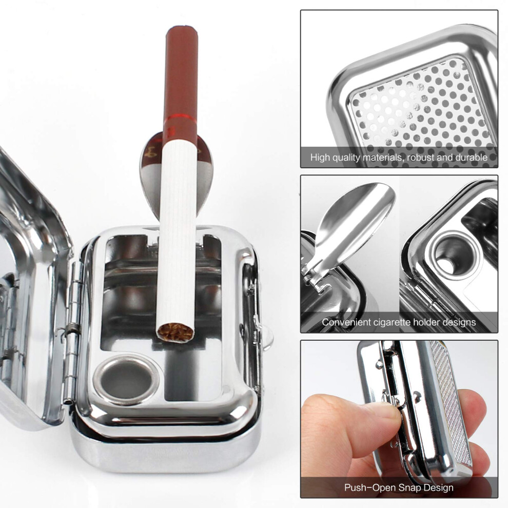 2Pcs Car Mini Metal Travel Cigarette Ashtray Pocket W/ Lid For Outdoor Travel 703052543555