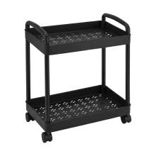 (2 Tier) Mobile Storage Cart with Wheels for Kitchen & Bathroom
