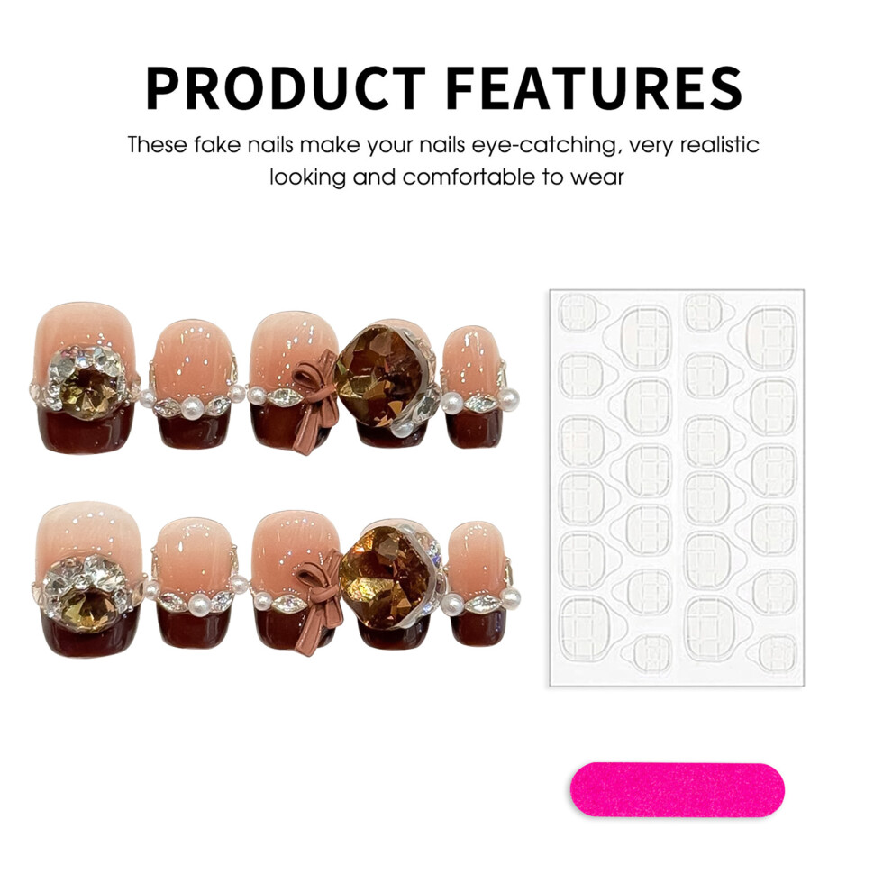 Penghui-Toys (M) Pearl Bowknot Ombre Press On Nails - 10Pcs