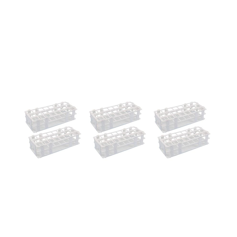 6Pcs Plastic Test Tube Rack 24 Holes Lab Test Tube Rack Holder For 25Mm Test Tubes, Detachable, White 6033140870237
