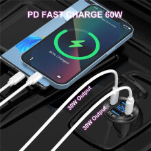 4 Port 12V USB Outlet Charger,Dual PD & QC Multiple USB Port for Car, USB C-Cigarette Lighter Replacement 12 Volt Socket