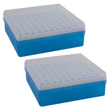 2X Cartouche Tube Transparent Plastique Bleu Microcentrifugeuse 100 Trous de 1,5 Ml