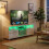 Living And Home White TV Stand with RGB LED Lights 1