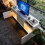 Living And Home White TV Stand with RGB LED Lights 2